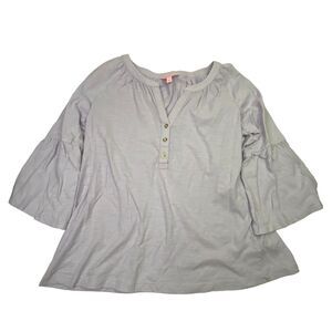Lilly Pulitzer Teigen Top Light Lilac Verbena Flounce 1/2 Sleeve Women's Size S